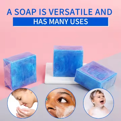 Синее мыло в брусках под собственной торговой маркой